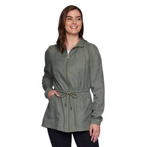 Women's Drawstring Waist Adjustable Lightweight Trench w Pockets